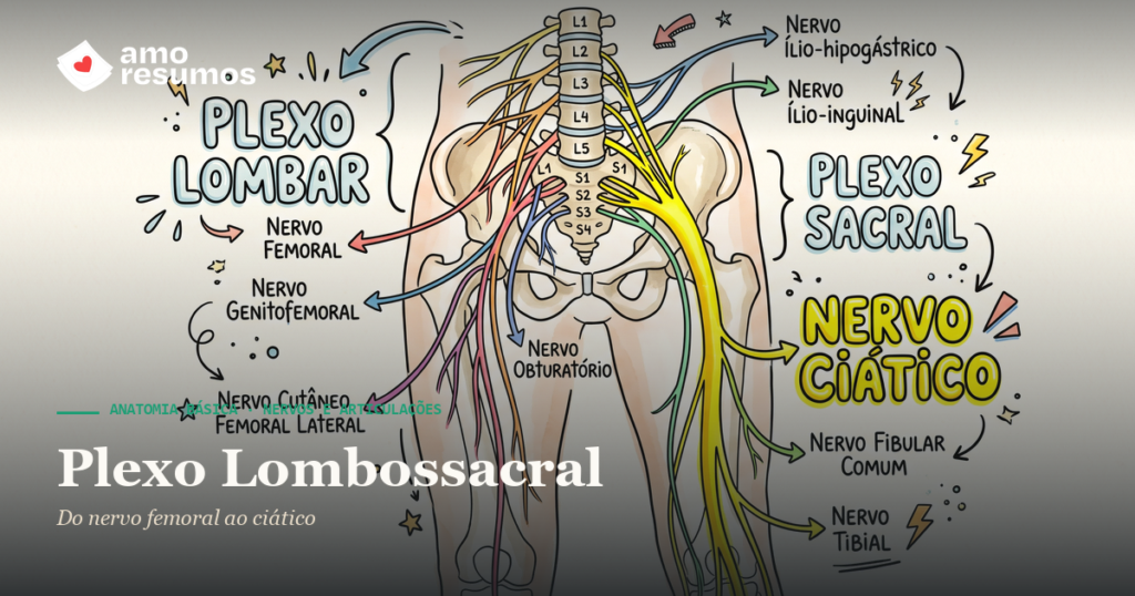 Plexo Lombossacral — ilustração hand-drawn — Amo Resumos