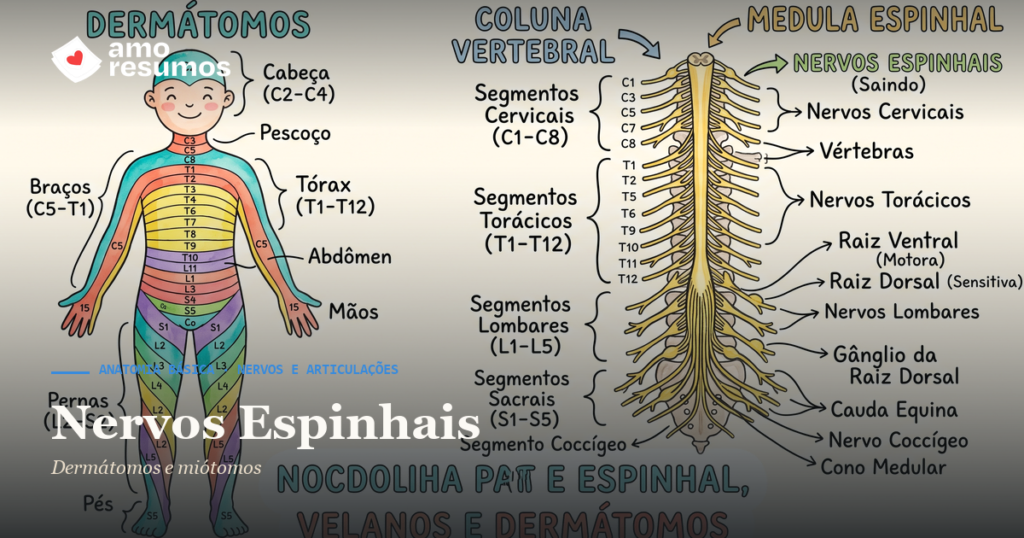 Nervos Espinhais — ilustração hand-drawn — Amo Resumos