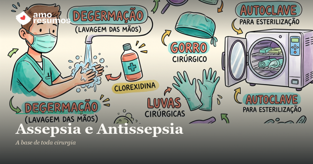 Assepsia e Antissepsia — ilustração hand-drawn — Amo Resumos