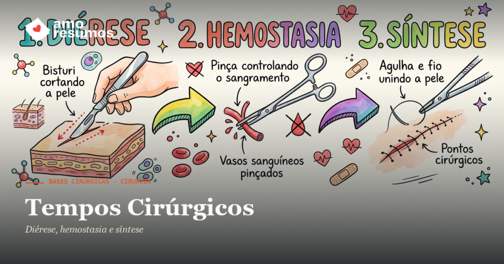 Tempos Cirúrgicos — ilustração hand-drawn — Amo Resumos