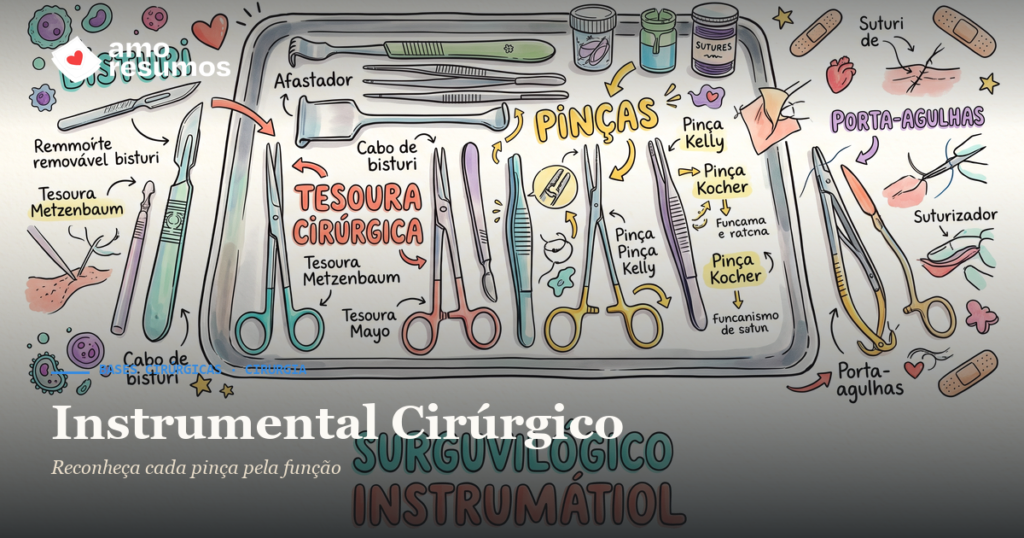 Instrumental Cirúrgico — ilustração hand-drawn — Amo Resumos