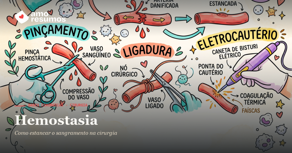 Hemostasia — ilustração hand-drawn — Amo Resumos