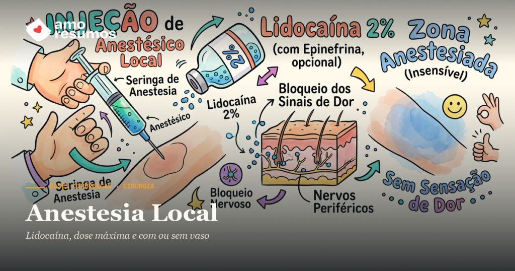 Anestesia Local — ilustração hand-drawn — Amo Resumos