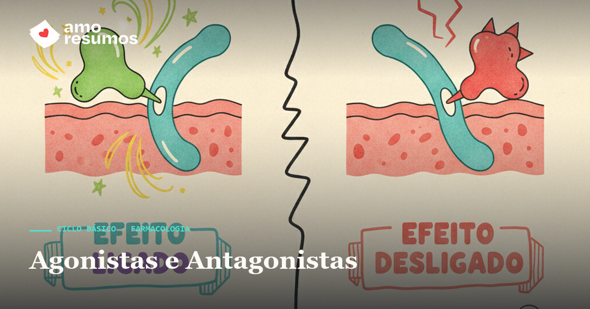 Agonistas e antagonistas em farmacologia — ilustração doodle — Amo Resumos