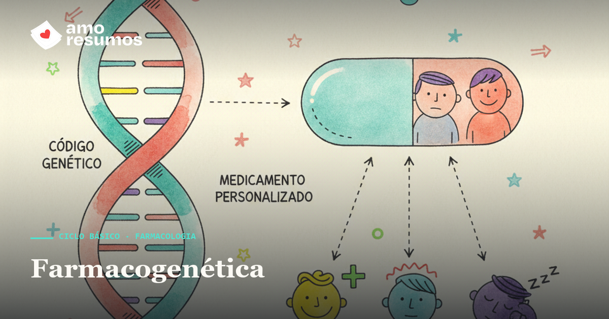 Farmacogenética e medicina personalizada — ilustração doodle — Amo Resumos