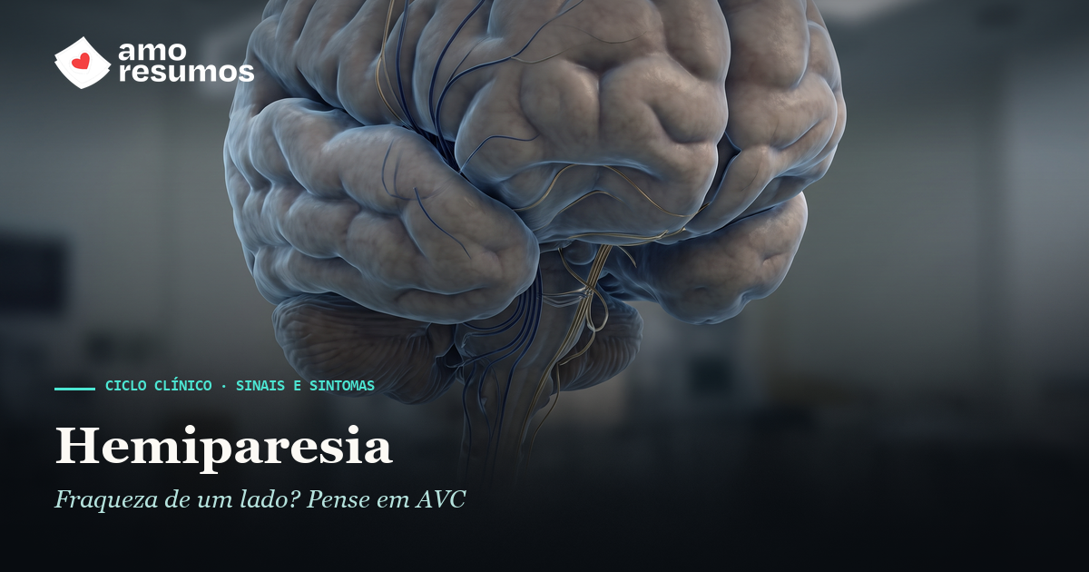 Hemiparesia: fraqueza de um lado do corpo — ilustração — Amo Resumos