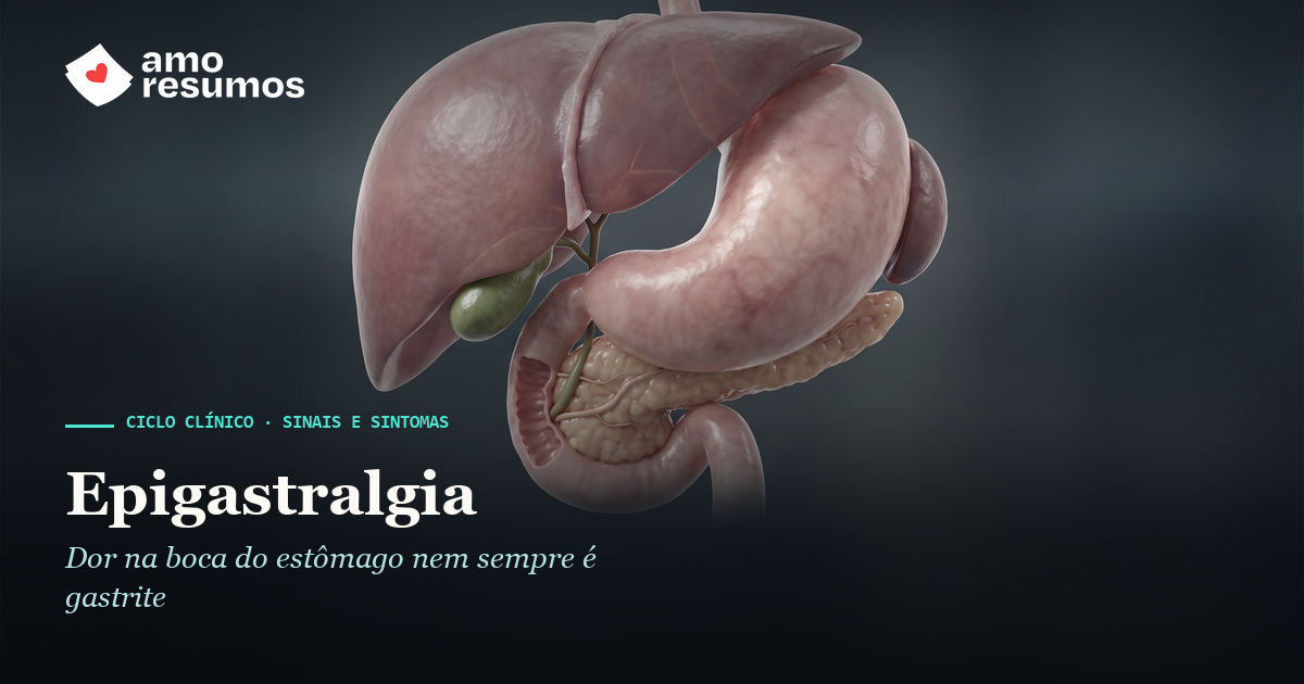 Epigastralgia: dor no epigástrio — ilustração — Amo Resumos