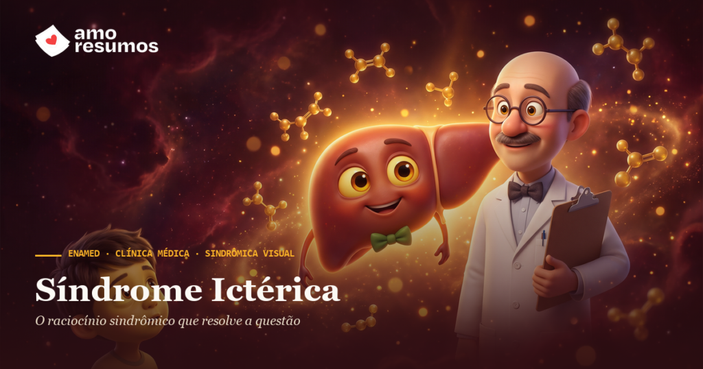Síndrome Ictérica — capa Sindrômica Visual ENAMED com Figadinho e Dr. ENAMEDIM