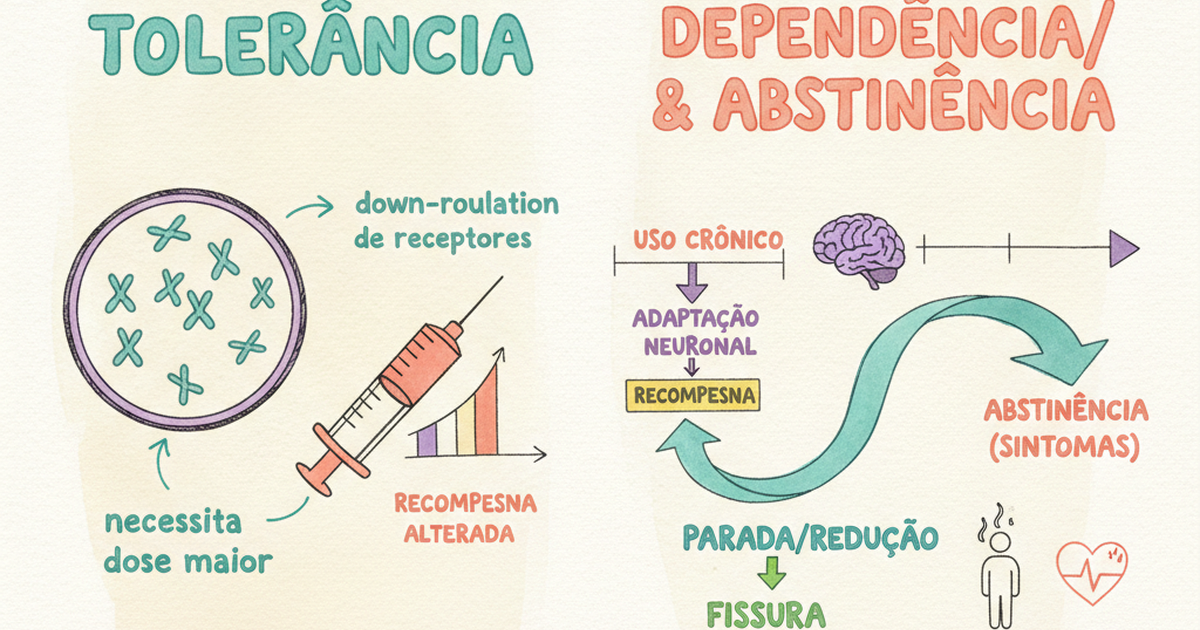 Tolerância (down-regulation) versus dependência e abstinência — Amo Resumos