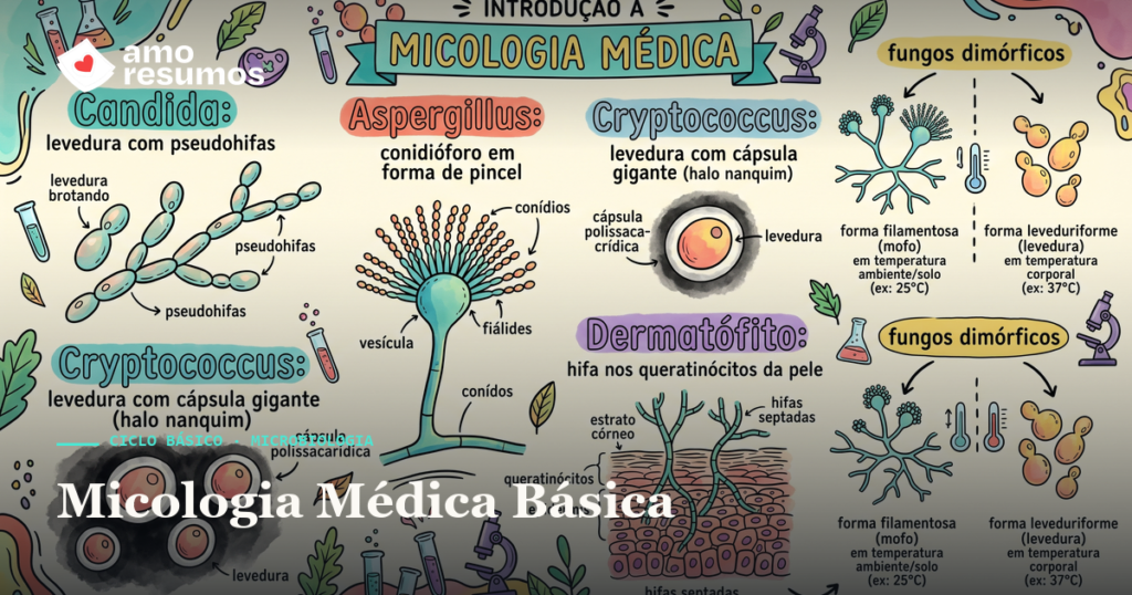 Micologia Médica Básica — ilustração hand-draw — Amo Resumos