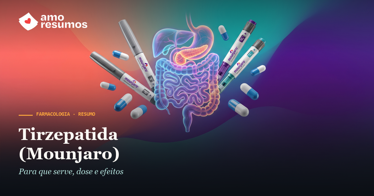 Tirzepatida (Mounjaro) — ilustração — Amo Resumos
