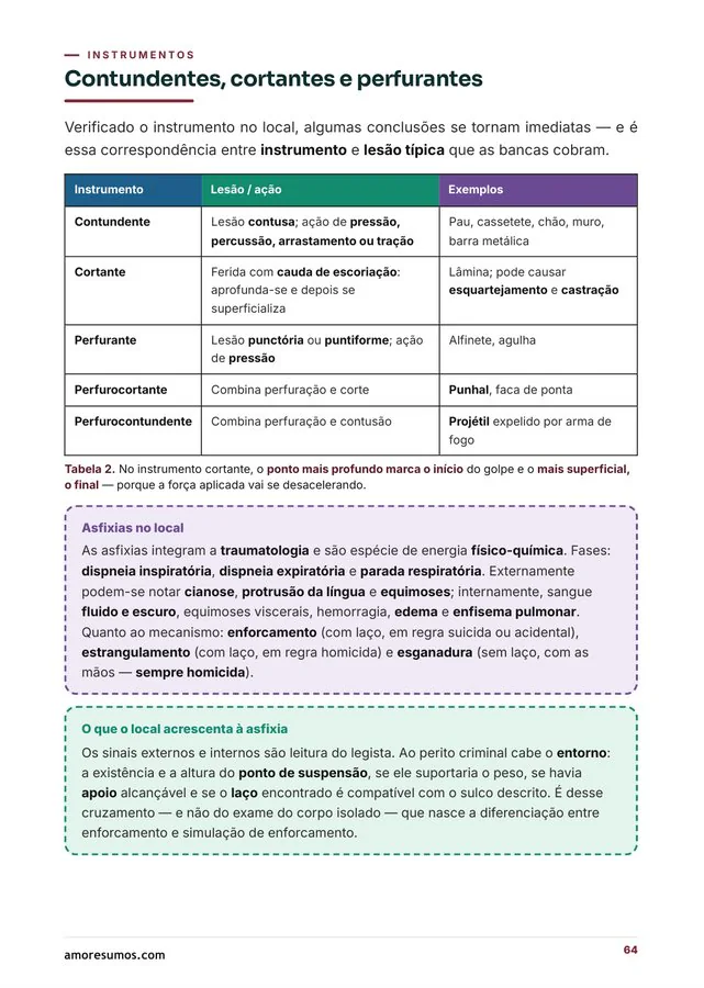 Página: instrumentos contundentes, cortantes e perfurantes