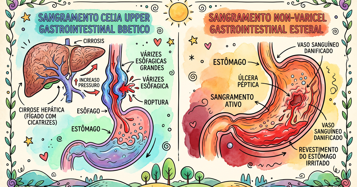 HDA varicosa (varizes de esôfago) versus não-varicosa (úlcera péptica) — Sindrômica Visual