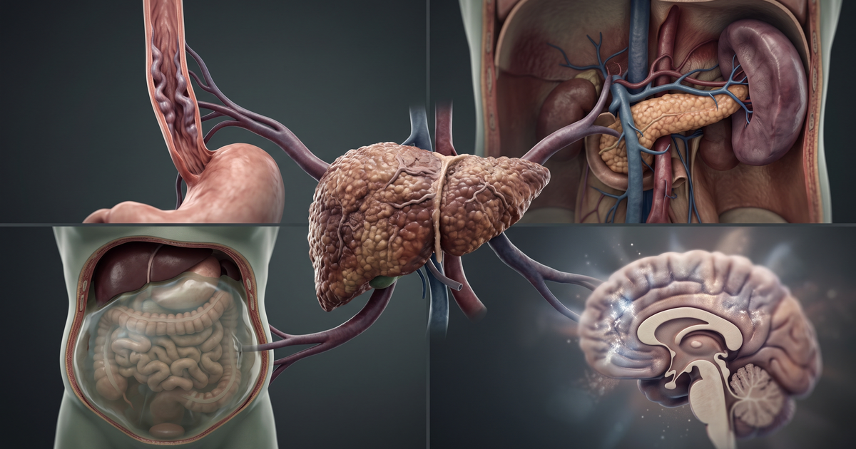 Cirrose: a hipertensão portal como eixo de ascite, varizes, esplenomegalia e encefalopatia — Sindrômica Visual