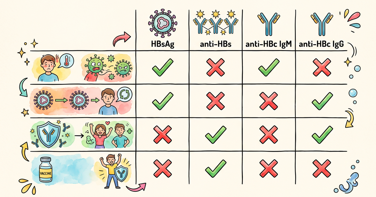 Interpretação das sorologias da hepatite B: HBsAg, anti-HBs, anti-HBc — Sindrômica Visual
