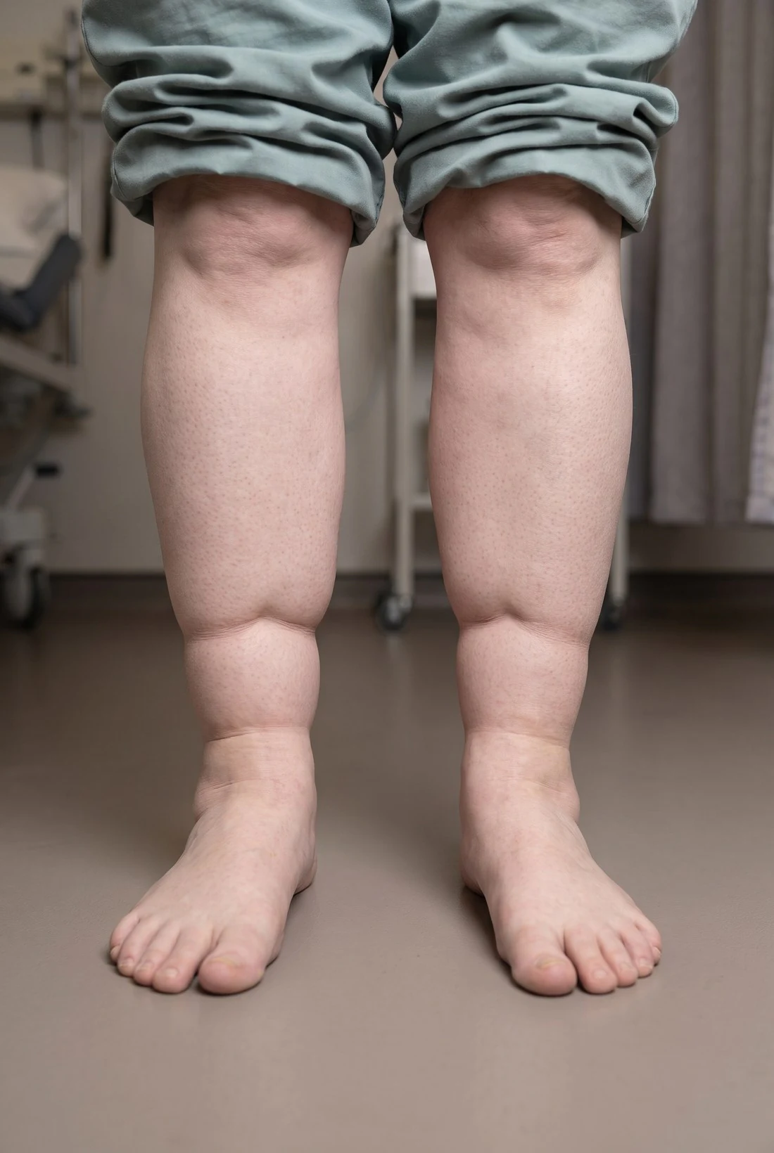 Lipedema poupa o pé; linfedema pega o pé