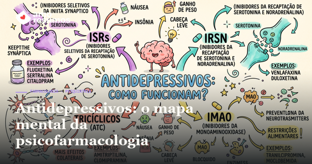 Antidepressivos: o mapa mental da psicofarmacologia — Amo Resumos