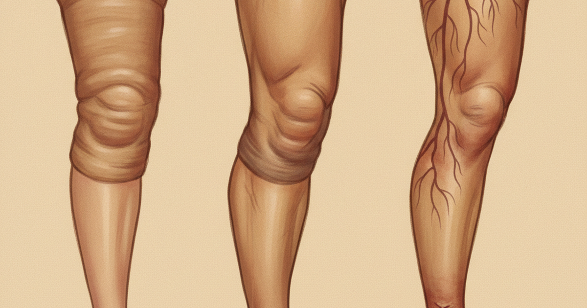 Pernas inchadas: lipedema × linfedema × insuficiência venosa — ilustração Amo Resumos