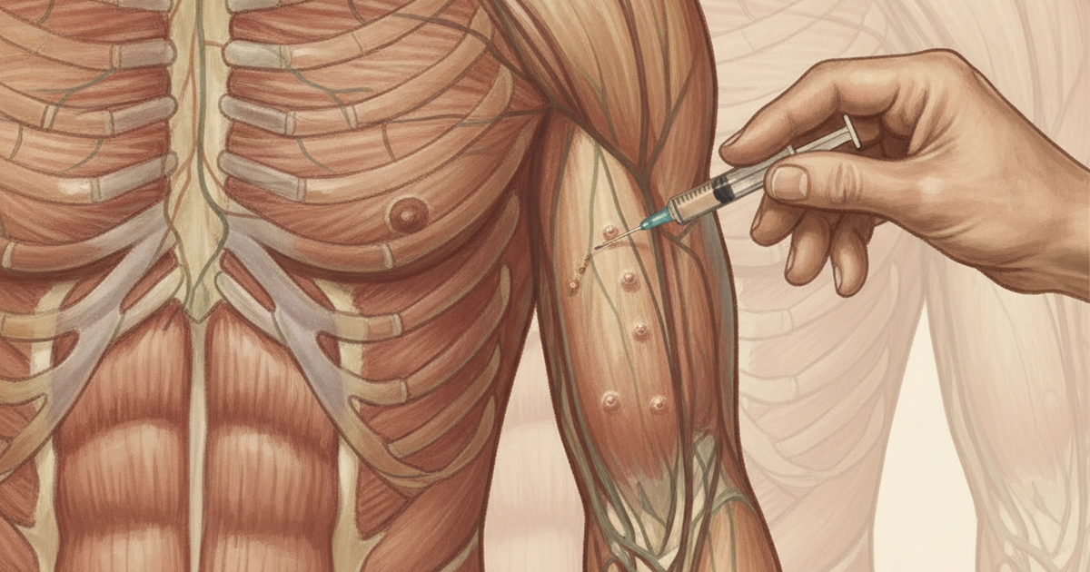 Terapia neural segmentar: pápulas intradérmicas ao longo do segmento doloroso — ilustração Amo Resumos